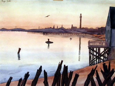 Provincetown Harbor, watercolor by George Yater